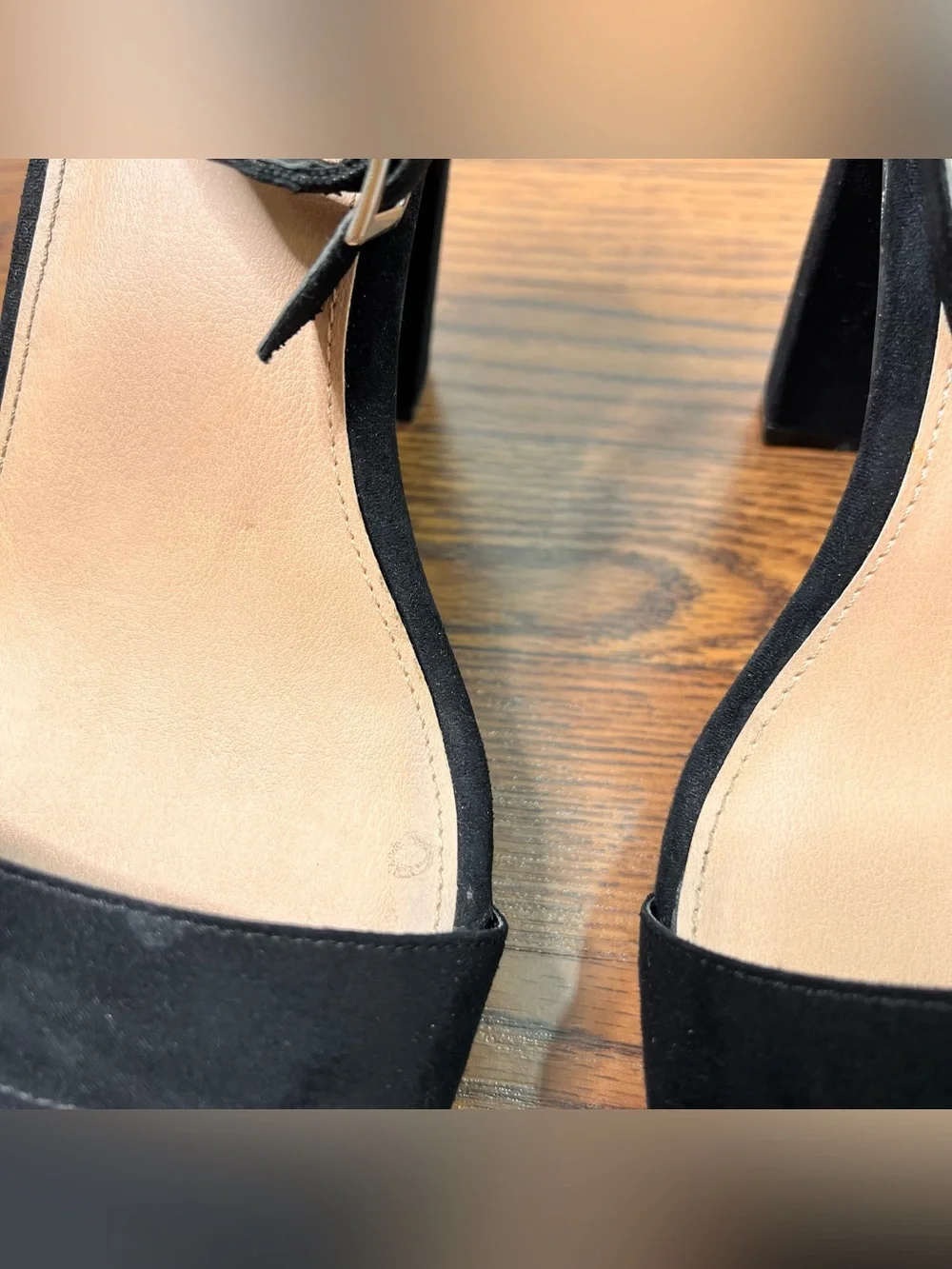 Torrid 4” Platform Tapered Heel in Black Faux Suede with Ankle Strap size 11.5WW